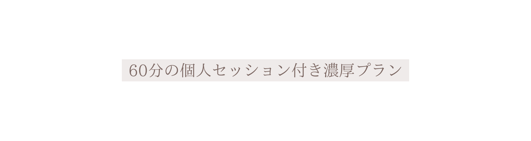 60分の個人セッション付き濃厚プラン